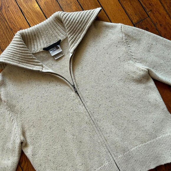 The North Face Crestview Full Zip Turtle Neck Cardigan Sweater Women XS Cream - Picture 2 of 7